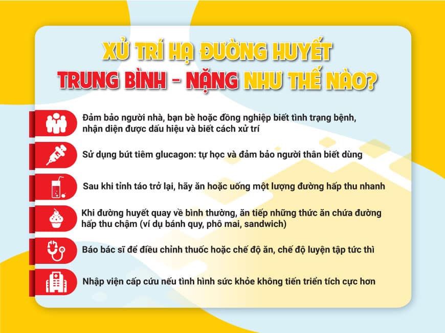 Cách xử trị Hạ đường huyết trung bình - nặng